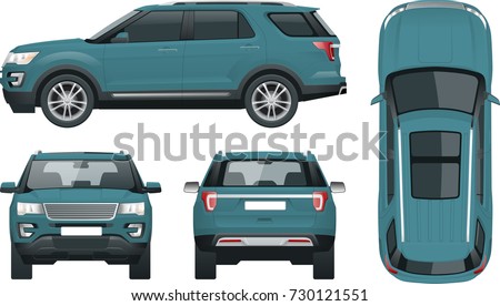 Off-road write car Modern VIP transport. Offroad truck template vector isolated car on white View front, rear, side, top Change the color in one click All elements in groups