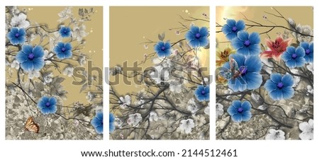 painting collection Modern abstract art colorful flowers  painting. Spring multicolored illustration Decoration for the interior.
