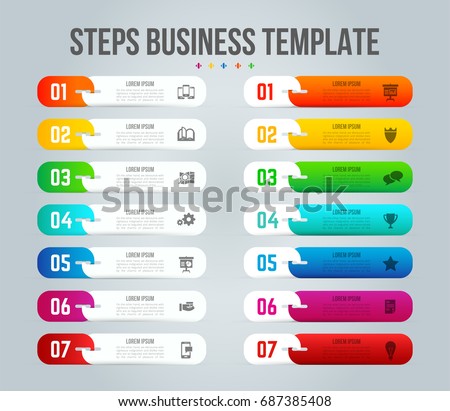 Vector infographics designed to explain or present your information in seven horizontal, color blocks