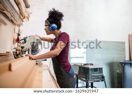 Similar – Image, Stock Photo Female artisan with frame standing in art workshop