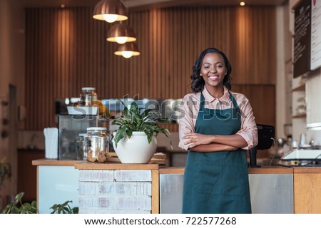 Similar – Foto Bild Ethnische Barista-Frau mit Kaffee in der Bar