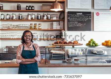 Similar – Foto Bild Ethnische Barista-Frau mit Kaffee in der Bar