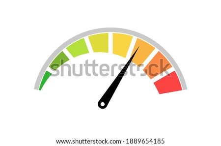 Color speedometer. Speed ​​meter. Heating, temperature scale icon. Vector illustration