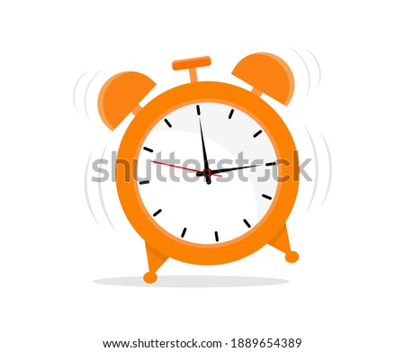Alarm clock in a flat style. Ringing alarm clock. Wake up.