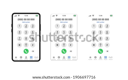 Smartphone dial keypad design. Keyboard template in touchscreen device. User Keypad with numbers and letters for phone. Keypad on smartphone screen. Mobile phone numbers panel. Vector illustration.