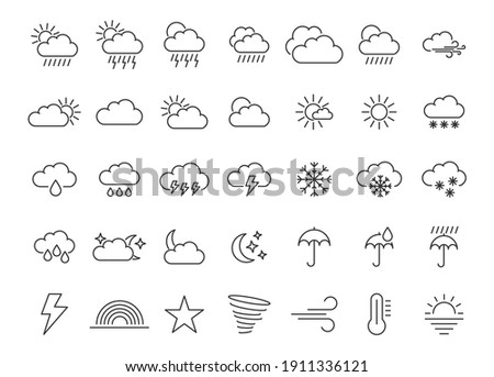 Weather forecast - thin line icons set. Vector, meteorological elements for web design, mobile applications.