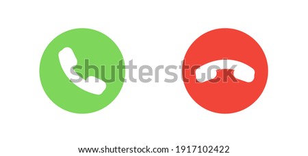 Answer and decline phone call buttons. Green yes-no buttons with handset silhouettes icon. Phone call icons. Vector illustration. EPS 10