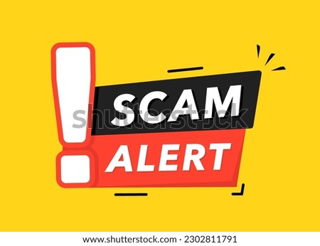 Scam alert. Icon with red scam danger warning. Spam email message distribution, malware spreading virus. Hacker attack and web security vector concept, phishing scam. Internet security. Vector