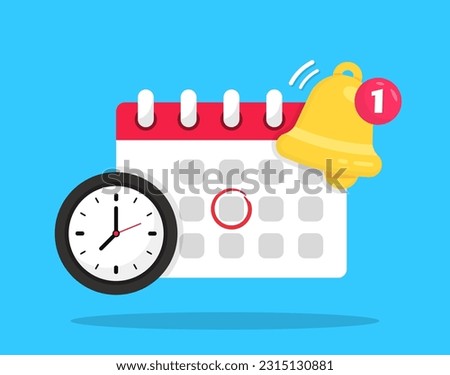Reminder in calendar on blue background. Notice of important schedule date. The concept of goal setting and workflow planning. Calendar deadline, event notification push message. Vector
