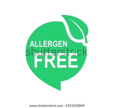 Allergen free label or allergen free icon in flat style. Sticker for non allergenic products and hypoallergenic materials, symbols of packaging of safe products. Vector illustration.