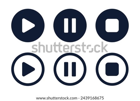 Media player button icons set. Pause, rewind, fast forward icon. Ui elements. Music player buttons. Video controls. Play video icon collection. Ui template. Vector illustration