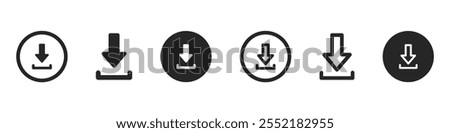 Download icon set. Load symbol. Download icon collection. Down arrow. Software download icon. Vector illustration