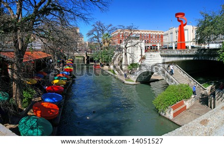 the San Antonio Riverwalk and its many colorful sites