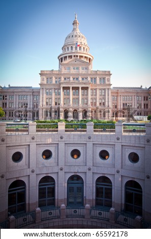 The Texas State Capitol Building in downtown Austin, Texas.  Austin is the capital city of Texas.