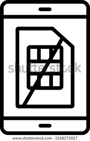 No Sim Card Line Vector Icon Design