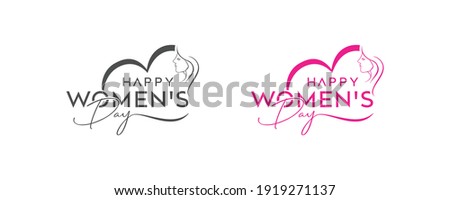 Abstract happy women's day logo, happy women's day, women face, love vector logo design, pink color, black color logo design