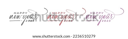 Happy New Year 2023 Logo. Abstract Hand drawn creative calligraphy vector logo design. 2023 New year Logo Design Сток-фото © 