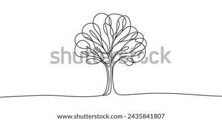 Vector image of a tree in a linear style drawn with one line.