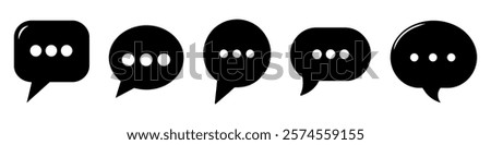 set of vector images of notification clouds with three points, waiting for a set of