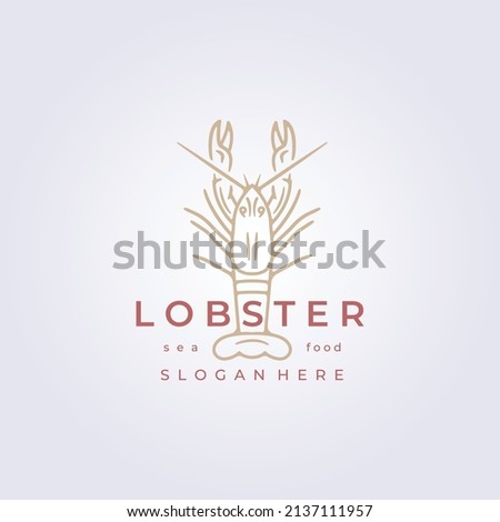 minimal line lobster fresh sea food logo icon symbol label template background vector illustration design, restaurant business