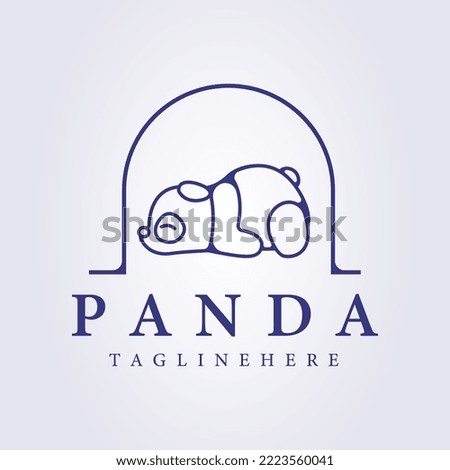 monoline sleeping panda logo icon vector illustration design