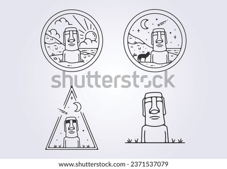 set bundled of easter island logo vector illustration design, moai statue iconic symbol template graphic design