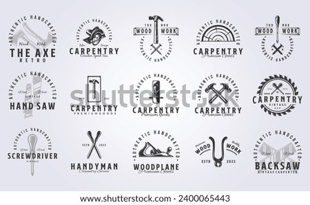 bundle of carpenter logo vector illustration design, set vintage logo design