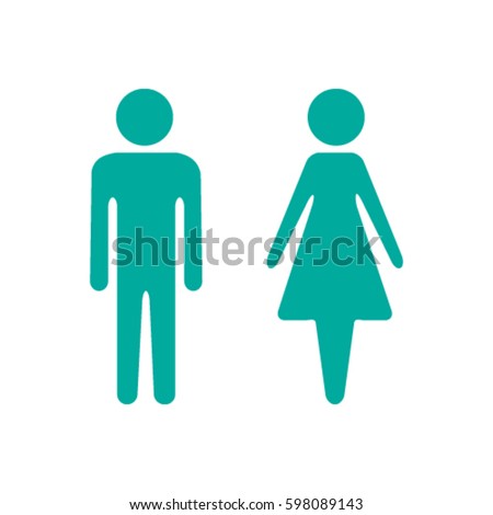 Vector icon with man and woman,toilet sign. Simple illustration with figures of peoples