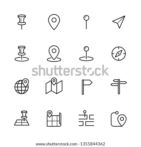 Map navigation icons set