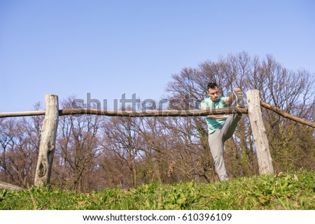 Similar – Foto Bild Morgennebel Sportler