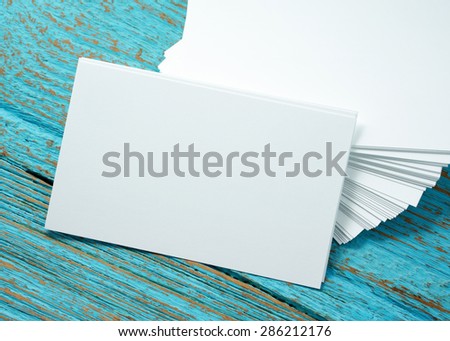 Business card on wood desk