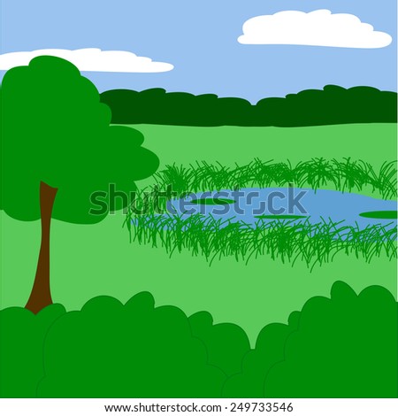 cartoon landscape lake vector