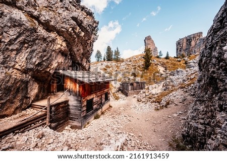 Similar – Image, Stock Photo View of Cinque Torri in the Dolomites