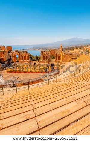 Similar – Image, Stock Photo View from Taormina on a railway station  in Sicily