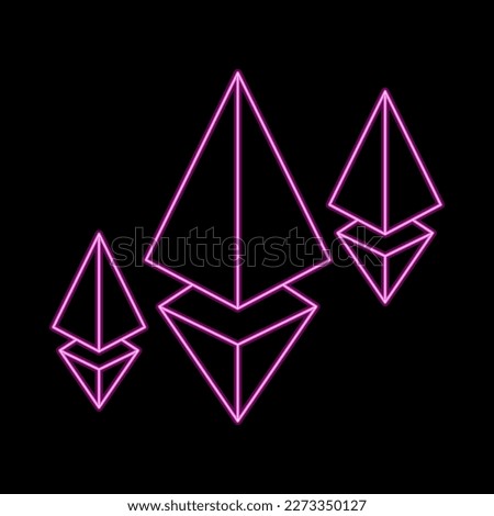Cryptocurrency Ethereum neon vector symbol for web sites and mobile apps, crypto financial blockchain technology coinbase money coin