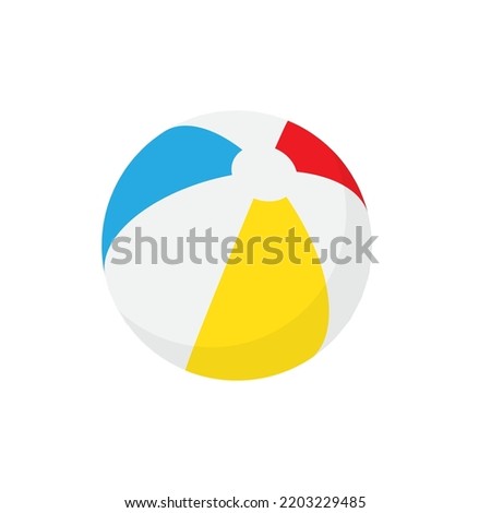Vector inflatable beach ball isolated on white background, red blue and yellow children toy	
