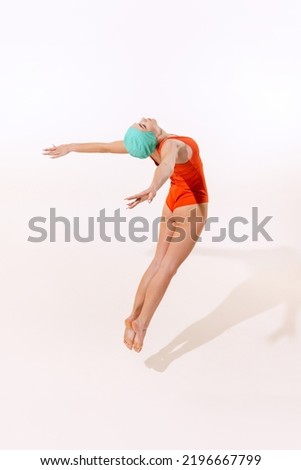 Similar – Image, Stock Photo Inspired woman swimming in stony pool in mountain waterfall