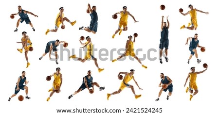 Similar – Image, Stock Photo young man playing basketball outdoor on bright sunny summer day