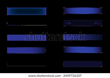 Vector illustration. Set of blank borders for information, graphs, charts. Bars with negative space to insert young information. Concept of broadcasting, sport, business, social media, data.