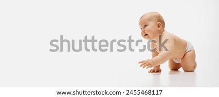 Similar – Image, Stock Photo Lovely and playful newborn in her bedroom at home