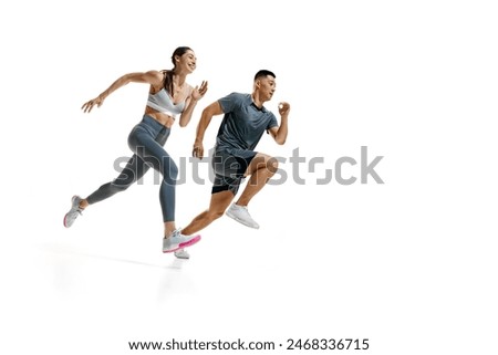 Similar – Image, Stock Photo two young men warm up before starting to exercise