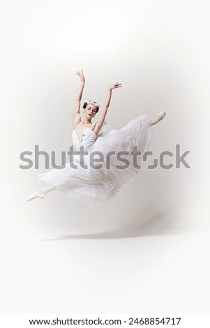 Similar – Image, Stock Photo Graceful ballerina and her male partner dancing elements of classical or modern ballet in dark with floodlight backlight. Couple in smoke on black background. Art concept.