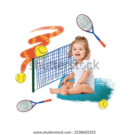 Similar – Image, Stock Photo Charming baby girl with soap bubbles in the park or garden