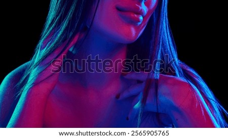 Similar – Image, Stock Photo Crop calm attractive woman standing in nature in evening sun