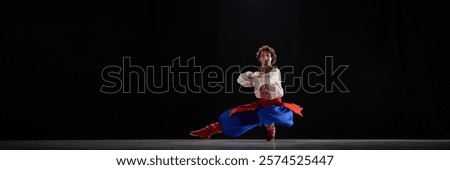 Similar – Image, Stock Photo Ukrainian man warrior dressed in a military pixel uniform stands on a white isolated background