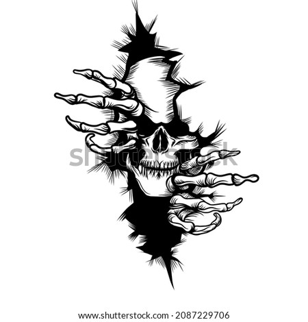 Human Skull tattoo.  Logo template. day of the dead sketch. vintage skull design. Brutal skull tattoo designs. Grunge skull