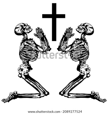 pray skull tattoo. skull praying for forgiveness.Praying skeleton vector