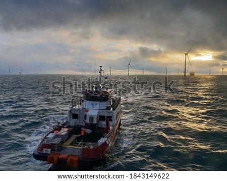 CTV work in wind farm offshore Stock foto © 