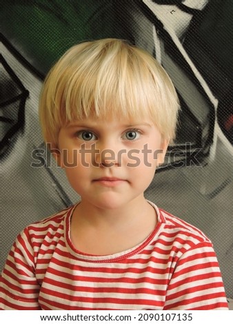 Similar – Image, Stock Photo Blonde girl with short hair and colorful makeup