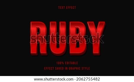 Modern Shine Gradient Red Word Ruby Editable Text Effect Design Template, Effect Saved In Graphic Style